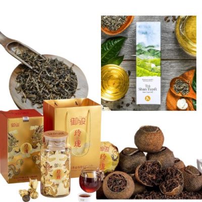 trà shan tuyết và trà quýt phổ nhĩ