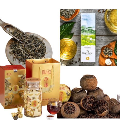 trà shan tuyết và trà quýt phổ nhĩ